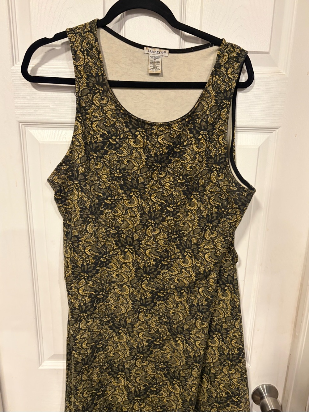 LAST EXIT Black and Gold Lace-Pattern Tank Dress